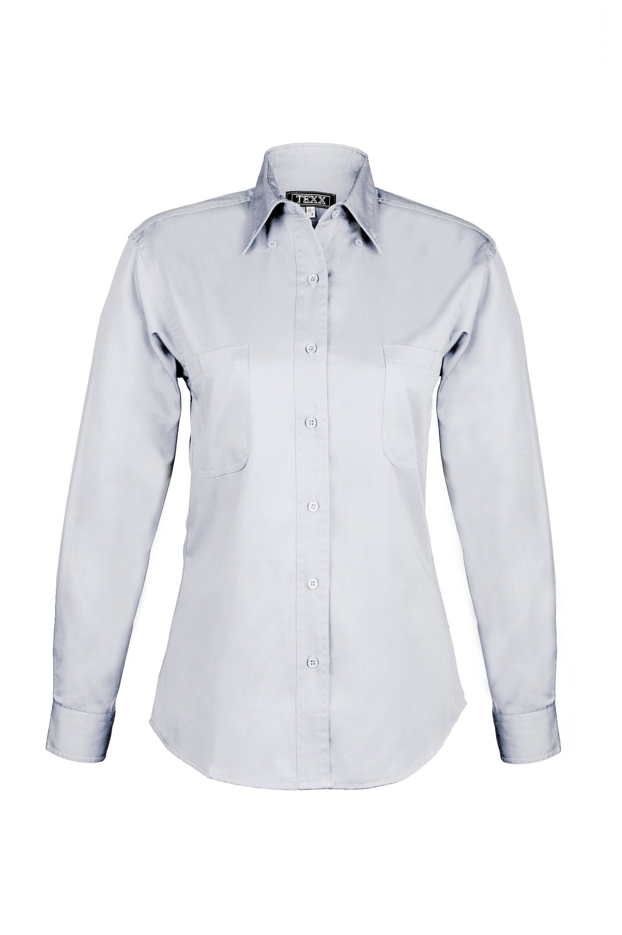 Ladies Cotton Blend Twill Long Sleeve Shirt (WHITE) (XS-3XL)