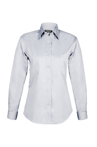 Ladies Cotton Blend Twill Long Sleeve Shirt (WHITE) (XS-3XL)