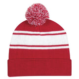 Two-tone Knit Pom Beanie With Cuff