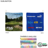 72 Hr Fast Ship - Microfiber Suede Shammy Golf Towel, Finished size 15x15, Sublimated 2 sides