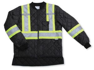 Black Quilt Polyester Freezer Jacket