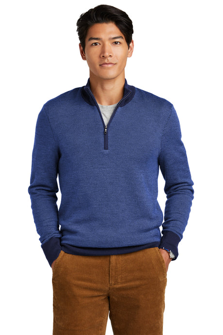 Brooks Brothers Washable Merino Birdseye ¬º-Zip Sweater