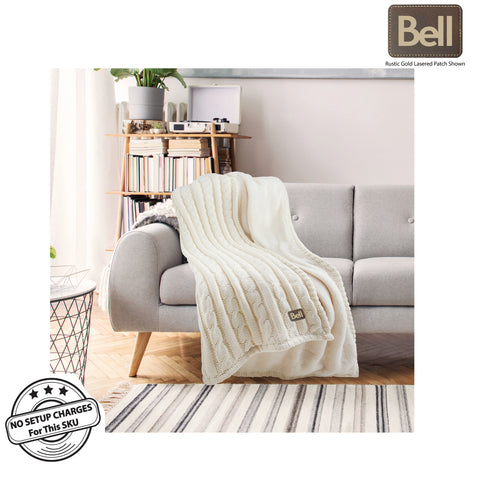 Personalized Premium Cable Knit Cotton Throw, 50x60, with Lasered logo patch, NO SETUP CHARGE
