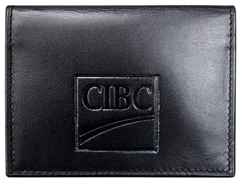 Business Card Holder black genuine top grain smooth leather