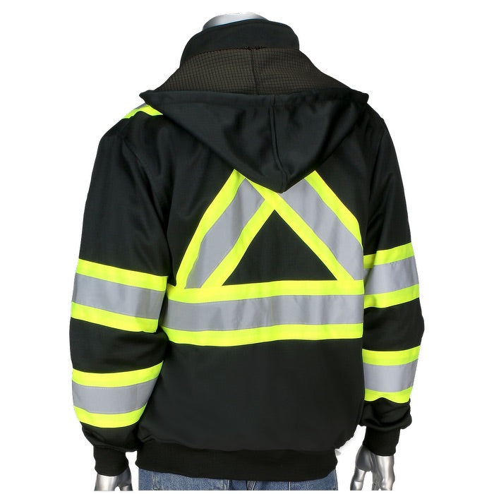 Two-Tone X-Back Full Zip Fleece Black Sweatshirt