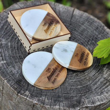 Custom Marble Wood Coasters