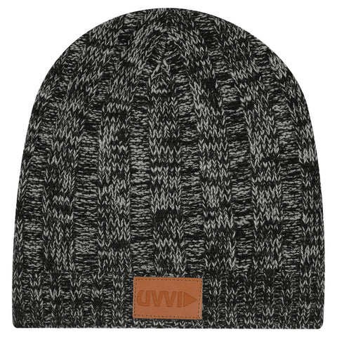 Knit Beanie With Leather Tag