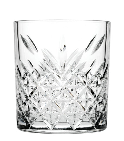 ~Timeless Whiskey 11.75 oz clear glass tumbler S/2 in a Mystique black gift box
