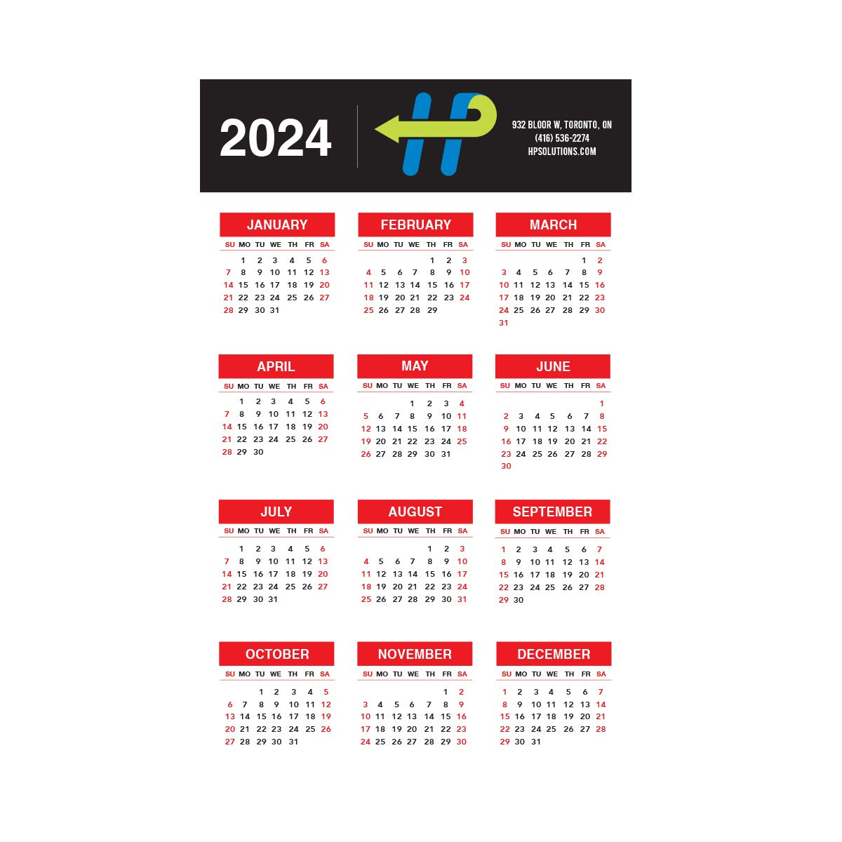Paper Wall Calendar (24"x38")