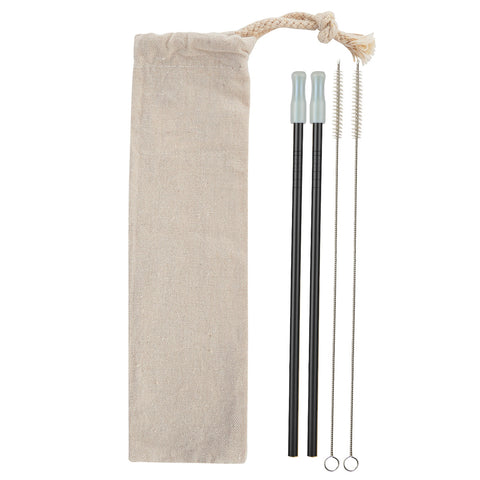 2- Pack Park Avenue Stainless Straw Kit With Cotton Pouch