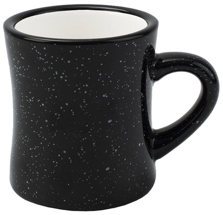 Diner 10oz speckled black exterior/white interior mug vitrified - Etched