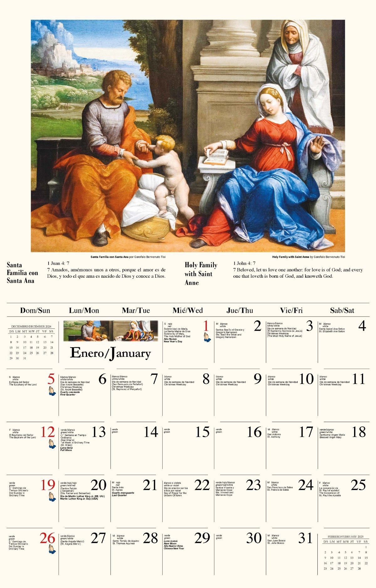 Galleria Wall Calendar 2025 Catholic Inspirations SP/ENG
