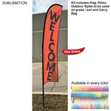 10' Small Feather Flag Kit, Full Color Graphics One Side, Outdoor Spike base and Bag Included