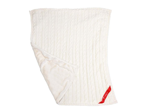 48Hr Quick Ship - Premium Cable Knit Cotton Throw, 50x60, with Sublimated Ribbon, NO SETUP CHARGE