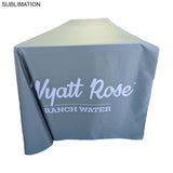 72 Hr Fast Ship - Sublimated PREMIUM Cloth for 8' Table, Drape Style, Open Back, Rounded corners