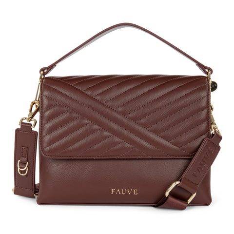 FAUVE COLLECTION-Vegan Leather Front Flap Crossbody Bag