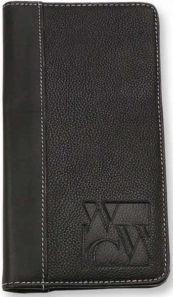 Passport Ticket Holder top grain leather black with white stitch