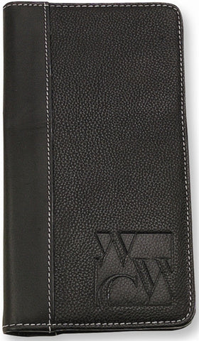 Passport Ticket Holder top grain leather black with white stitch