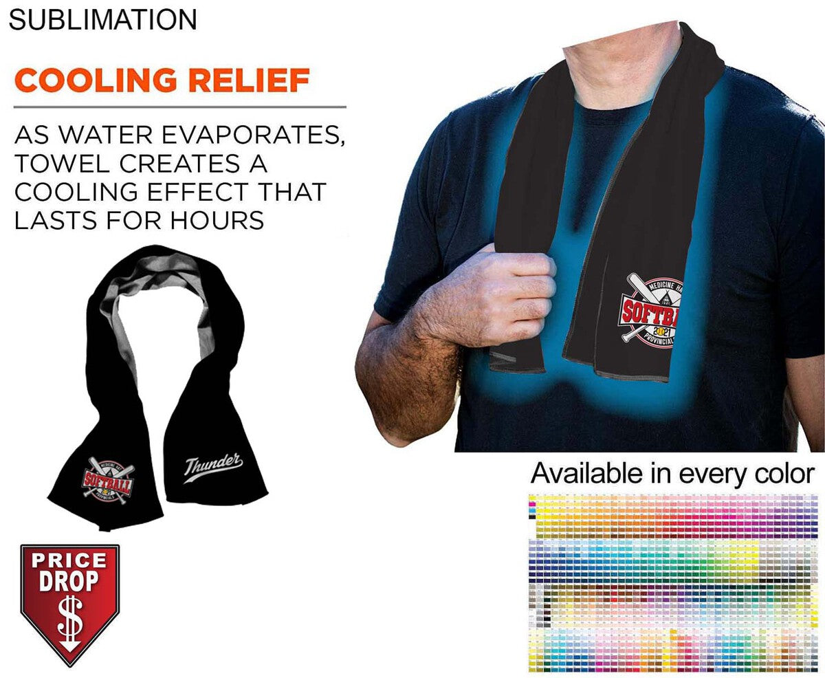 000587 Colored Cooling Towel, 12"x40", Edge to Edge sublimation 1 side