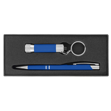 Tres-Chic & Chroma Softy - Laser Engraved - Metal Pen & Flashlight Gift Set