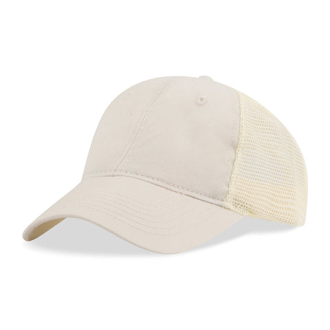 Bio-Washed Cotton Twill Front Cap w/Soft Mesh Sides & Back