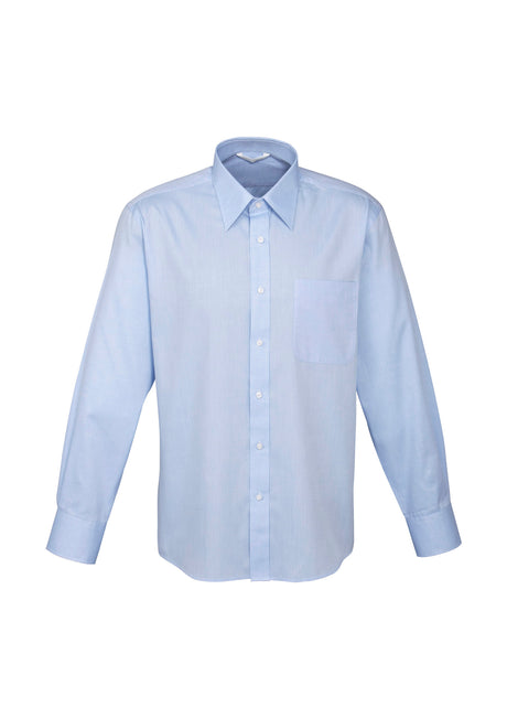 Luxe 100% Cotton Mini Herringbone Men's Long Sleeve Shirt