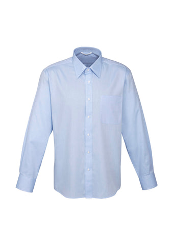 Luxe 100% Cotton Mini Herringbone Men's Long Sleeve Shirt