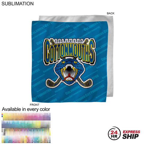 24 Hr Express Ship - Microfiber Dri-Lite Terry Rally, Sweat, Skate Towel, 15x15, Sublimated