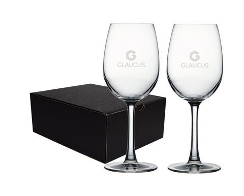 Reserva 12oz crystalline stemmed wine glass S/2 in an Ovation black gift box