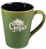 Dublin 15oz 2tone green/black mug in Ripple brown Gift box - Etched