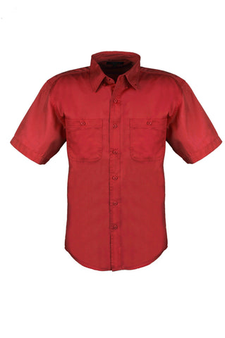 Men's Cotton Blend Twill Short Sleeve Shirt Tall (Red) (LT-3XLT)