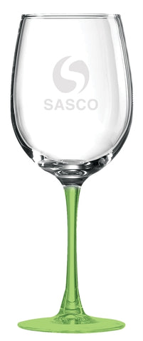 Blanc 16oz clear body/green stem wine glass