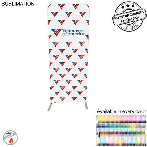 000596 Tradeshow Booth Package Sleek, 2'wide Skinny EuroFit Wall Display + PREMIUM 6' Sublimated Tablecloth