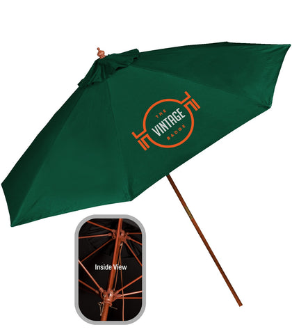 9' Wooden Polyester Market Umbrella