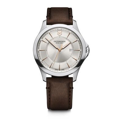 Alliance Silver Dial Watch w/Brown Leather Strap
