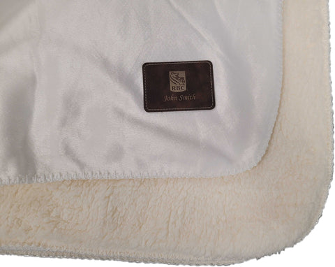 48Hr Quick Ship - Sherpa Faux Wool Lined Micro Mink Throw, 50x60, with Lasered logo patch