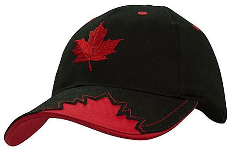 Brushed Heavy Cotton Cap w/Maple Leaf Insert Peak