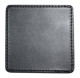 Genuine Leather Square Single Coaster with Stitched Edge - black