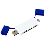 2-In-1 3 Port Mini USB Hub With Type A & Type C Adapter