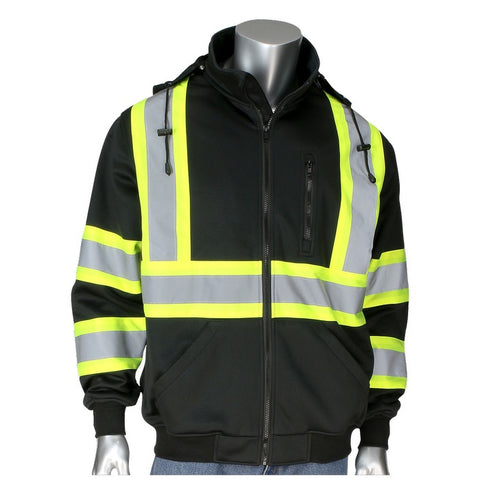 Two-Tone X-Back Full Zip Fleece Black Sweatshirt