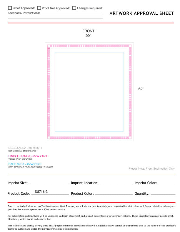 48 Hr Quick Ship -Tapestry Throw Blanket with Fringed Edges, 55"x62", Sublimated Edge to Edge 1 side