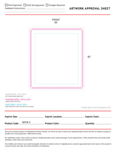 48 Hr Quick Ship -Tapestry Throw Blanket with Fringed Edges, 55