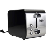 Total Chef 2 Slice Compact Wide Slot Toaster, Black/Silver