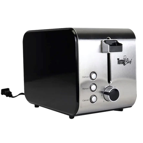 Total Chef 2 Slice Compact Wide Slot Toaster, Black/Silver