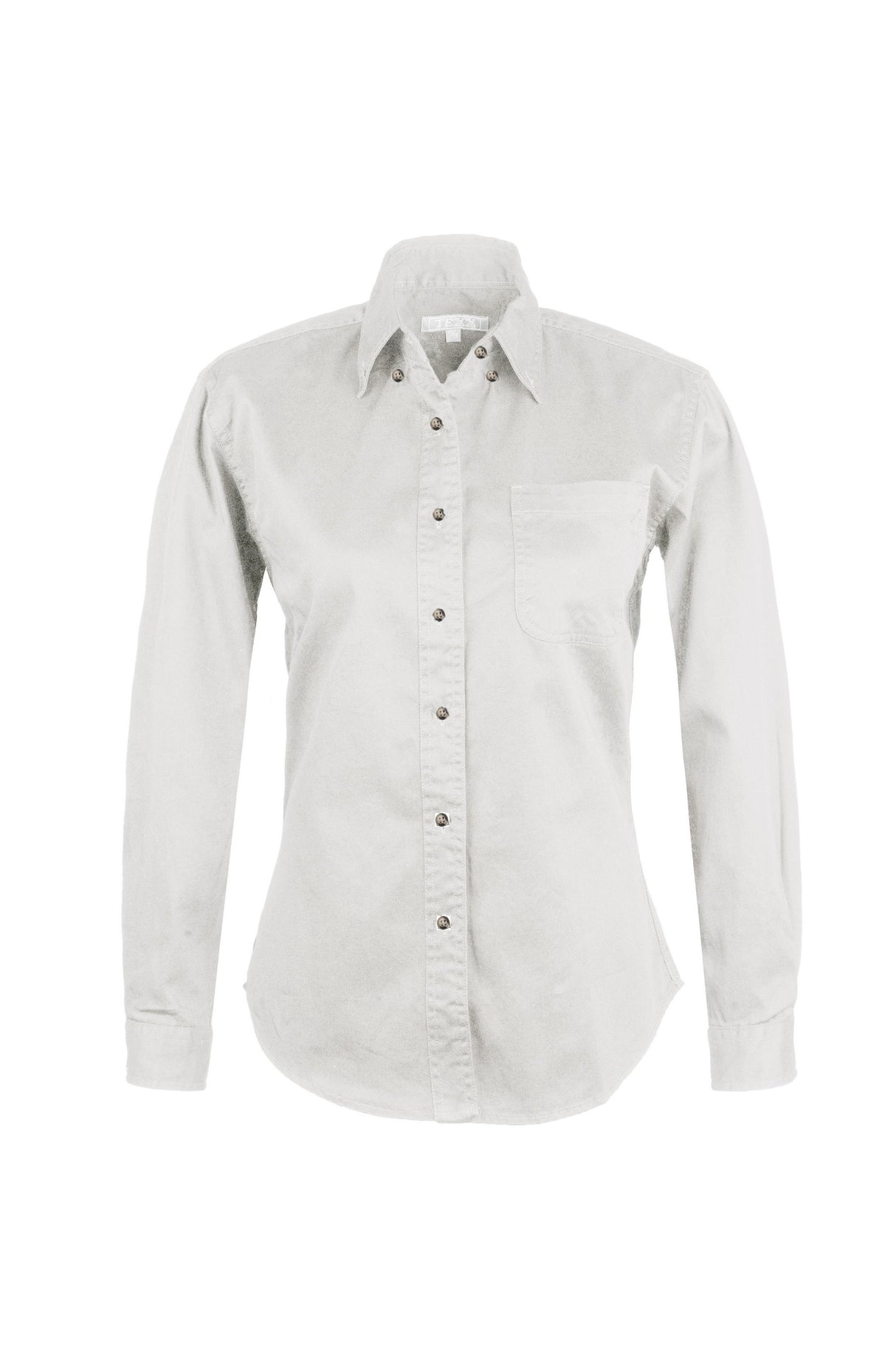 Ladies 100% Cotton Twill Long Sleeve Shirt (White) (XS-2XL)