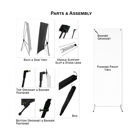Econo, Cost Effective Advertising Banner with Graphics, X-Stand and Bag, 23x64, Easy to setup