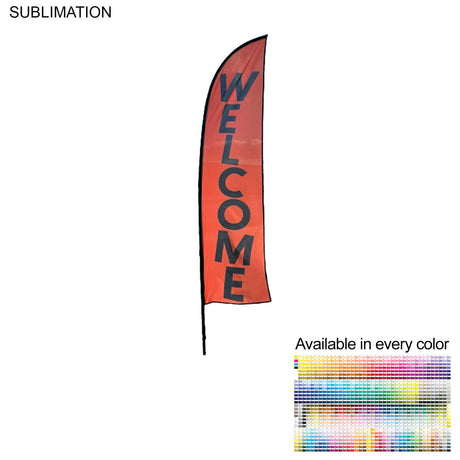 10' Small Feather Flag Kit, Full Color Graphics One Side, Outdoor Spike base and Bag Included