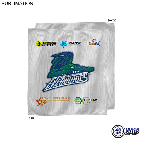 48 Hr Quick Ship - White Microfiber Dri-Lite Terry Sponsorship Rally Towel, 15x15, Sublimated