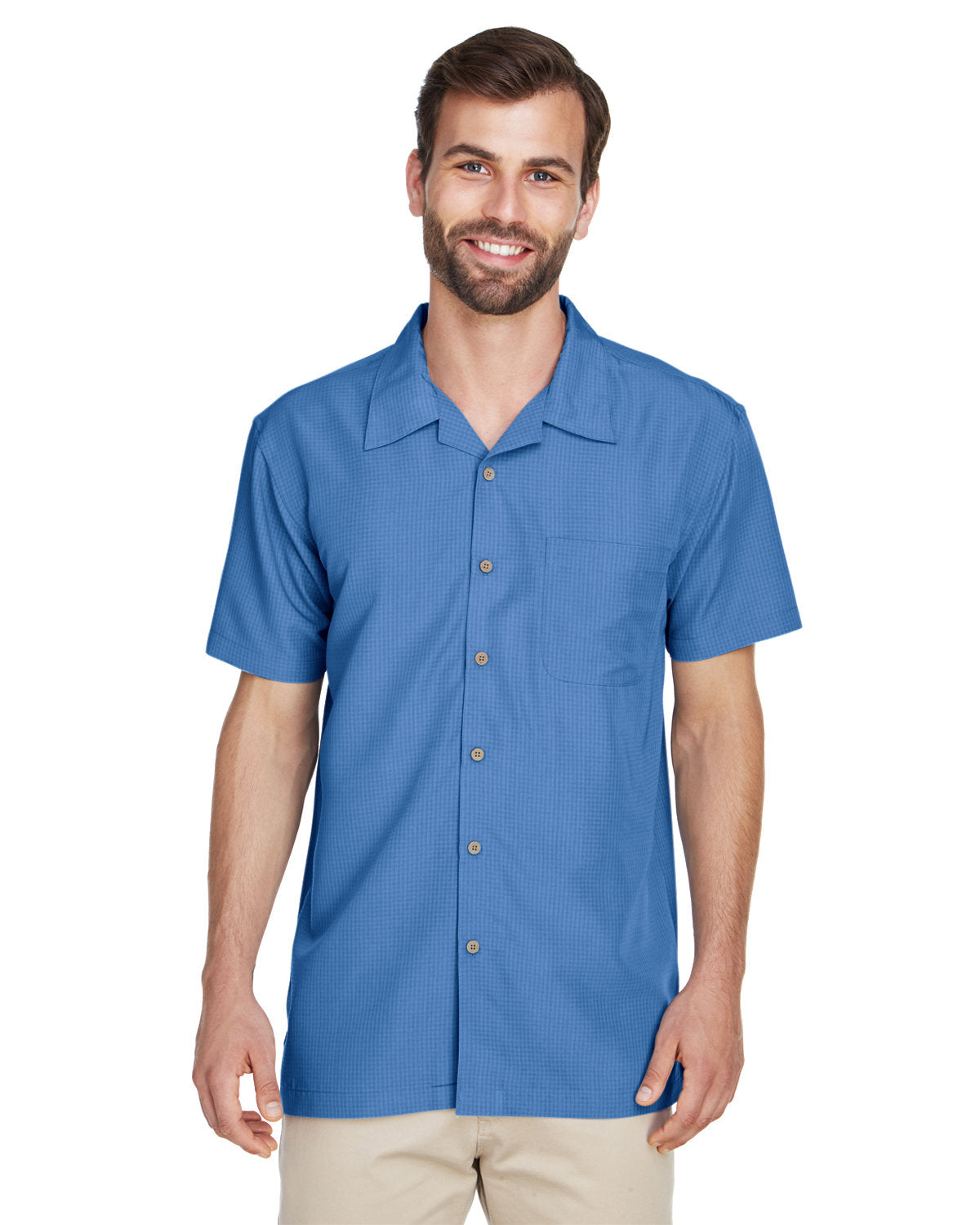 Harriton Men's Barbados Textured Camp Shirt