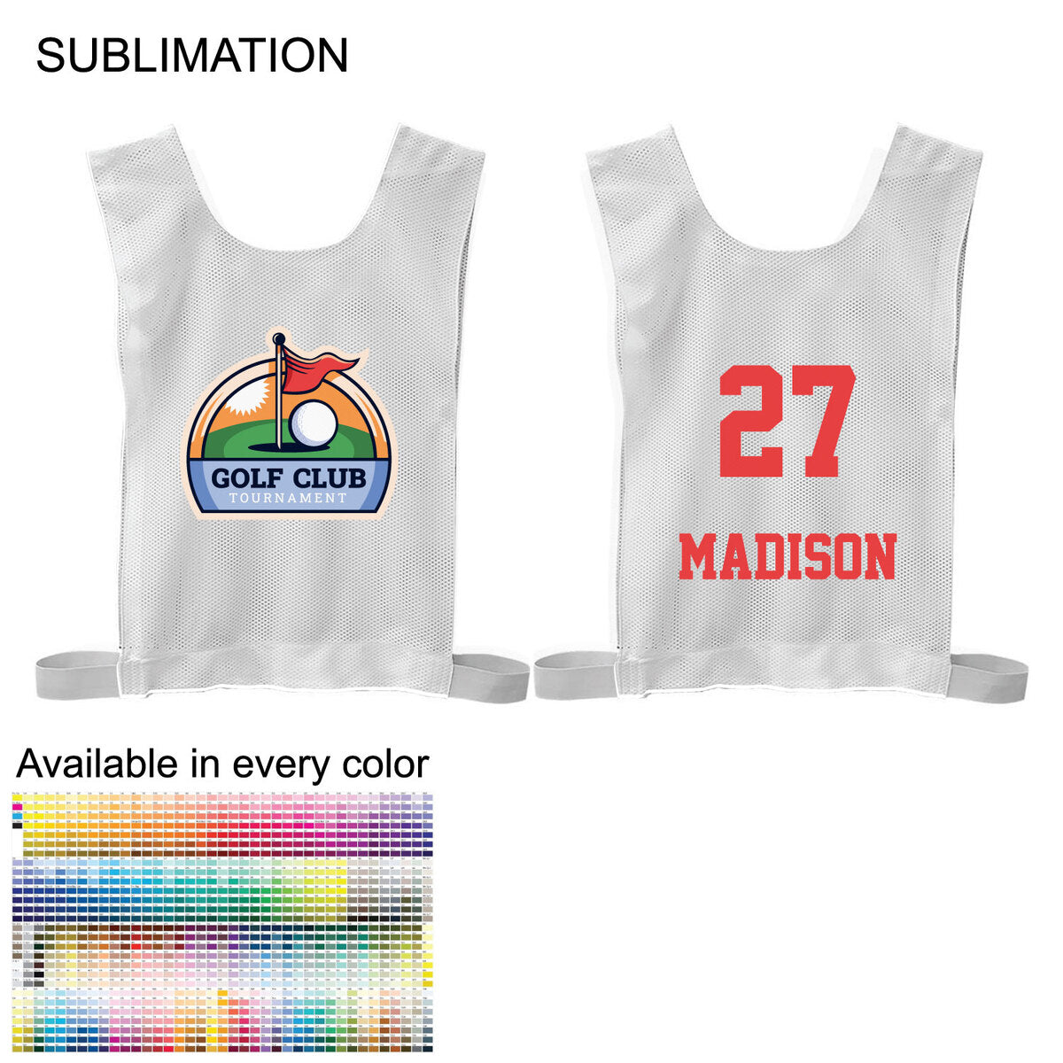 Golf Caddy Bib / Pinnie, Sublimated Front and Back, Made in Canada